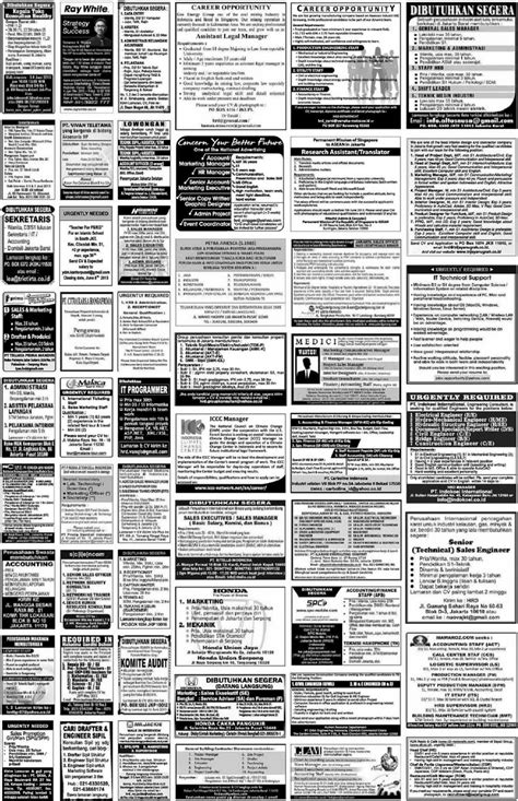 Dapatkan info lowongan baru untuk pencarian ini. Lowongan kerja koran kompas Sabtu 1 Juni 2013 - LowonganKompas