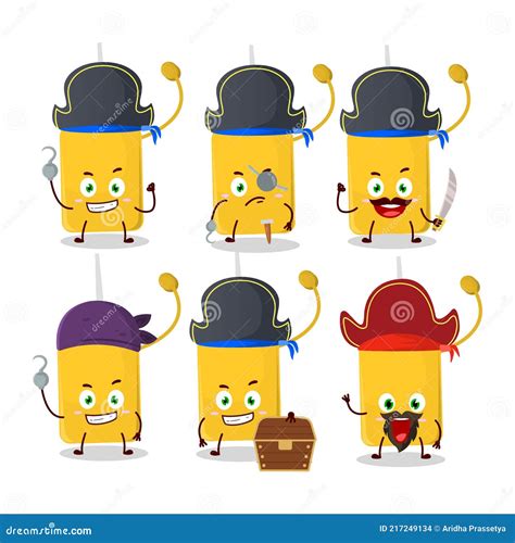 Cartoon Character Of Sauce With Various Pirates Emoticons Stock Vector