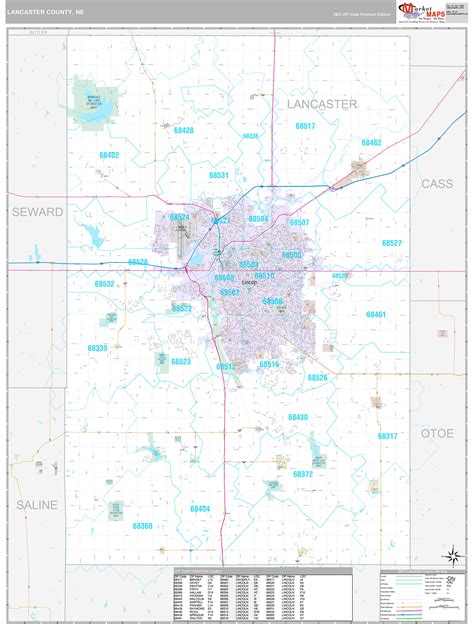 Lancaster County, NE Wall Map Premium Style by MarketMAPS