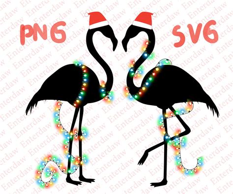Christmas Flamingo Svg Christmas Light Bulb Christmas Etsy