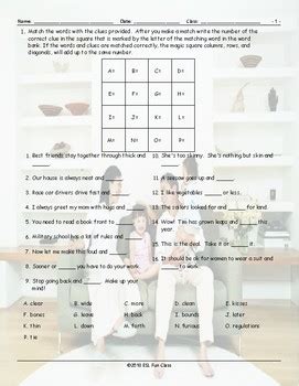 Word Pairs Binomials Magic Square Worksheet Tpt