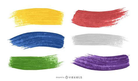 Colorful Paint Brush Strokes Set Vector Download