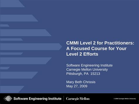 Pdf Cmmi Level 2 For Practitioners A Focused Course For Your