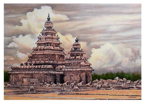 The Shore Temple Painting By Pradeep Wahule Saatchi Art