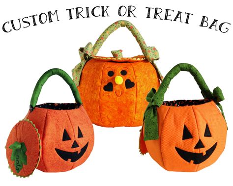 Trick Or Treat Bag Quilted Pumpkin Personalized Halloween Bag