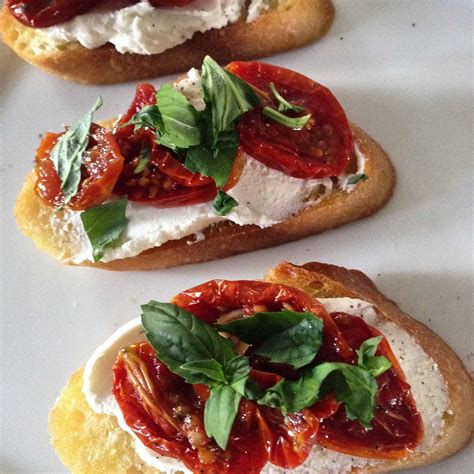 Slow Roasted Tomato And Goat Cheese Crostini Cook On A Whim