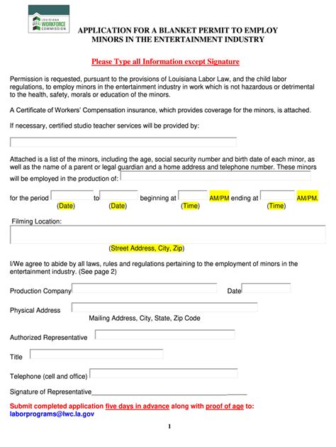 For applications to be complete, you need to submit paye tax return from the swedish tax. Work Permit Application For Minors In Louisiana - Fill Out ...
