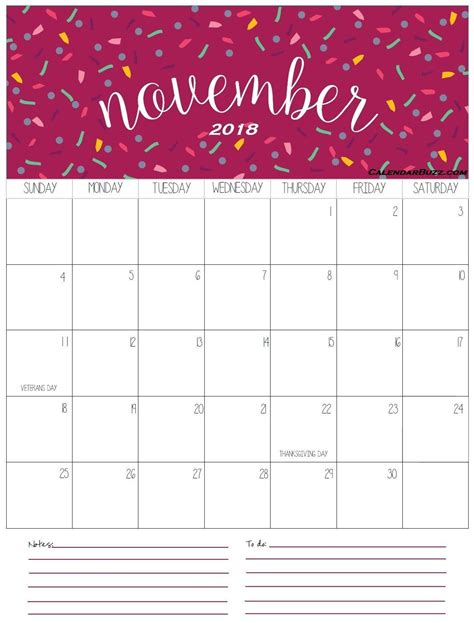 Blank Free Printable Calendar November 2018 Design Calender Planner