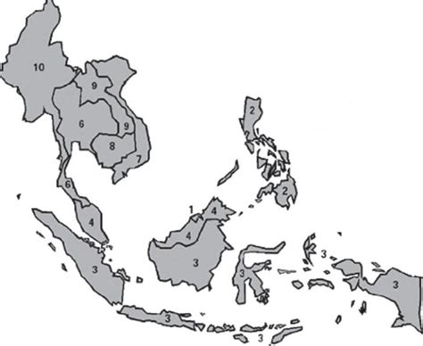Sketsa Peta Asia Tenggara Hitam Putih Norwood Gaylord