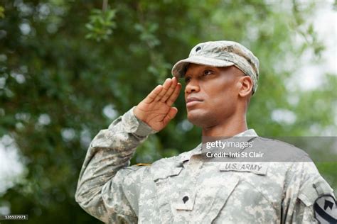 Black Soldier Saluting High Res Stock Photo Getty Images