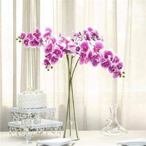 Efavormart 2pcs 40 Tall Silk Orchid Stems Artificial Flower Stem Real