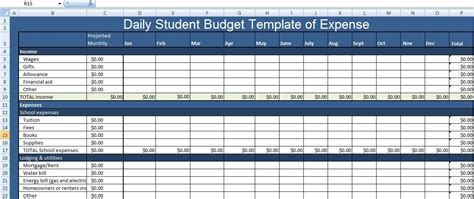 Examples of effective solutions for the daily office work with spreadsheets. Daily Student Budget Template of Expense XLS