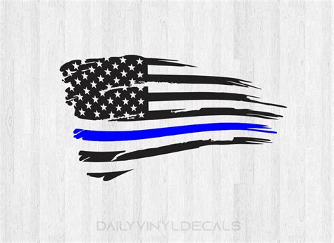 Thin Blue Line Distressed American Flag Decal Tattered Etsy