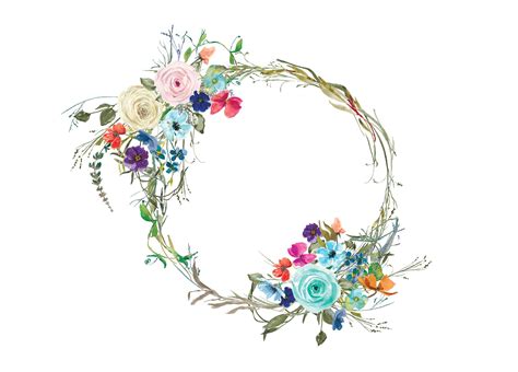 Colorful Floral Wreath Clip Art By Patishop Art On Creativemarket