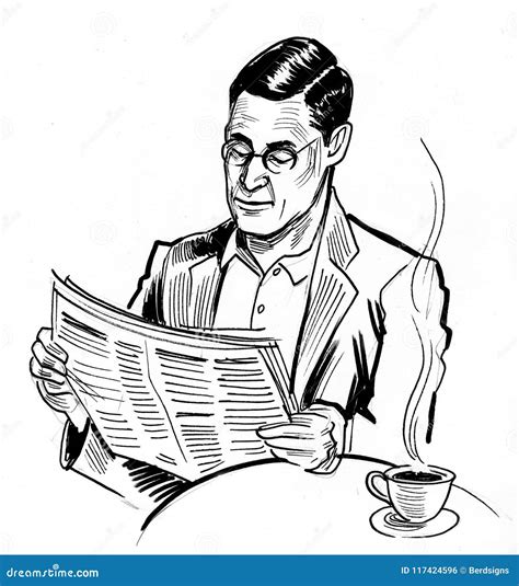 Businessman Reading A Newspaper Stock Illustration Illustration Of