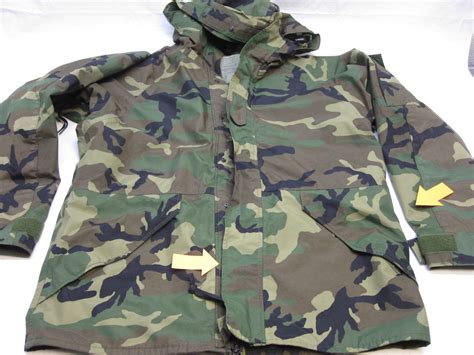 Army Issue Woodland Bdu Gore Tex Jacket Wetcold Weather Parka Large