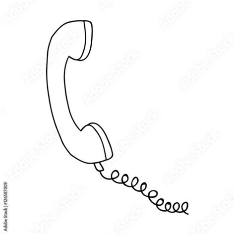 Telephone Handset With Cord Icon Over White Background Vector
