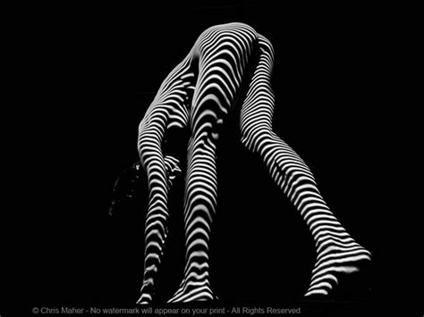 DJA Contemporary Art Nude Zebra Woman Bending Down Long