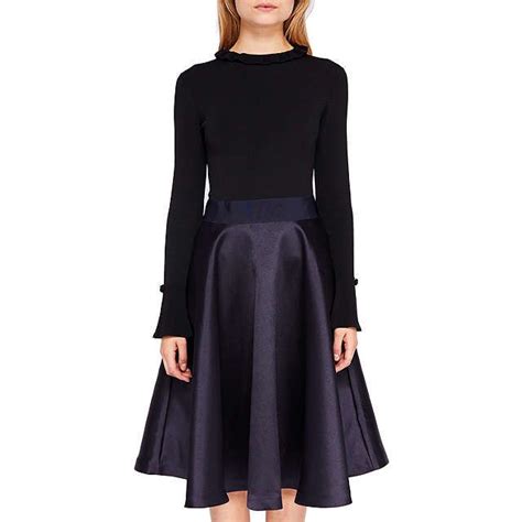 I wouldn't mind my guests wearing black if they come in ted! Ted Baker Zadi Frill Cuff Dress, Navy | Winter wedding ...