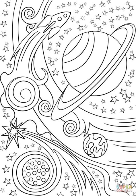 Take a trip to the stars with this outer space coloring sheet, featuring a rocket ship zooming through the solar system. Trippy Space - Rocket and Planets coloring page | Free ...