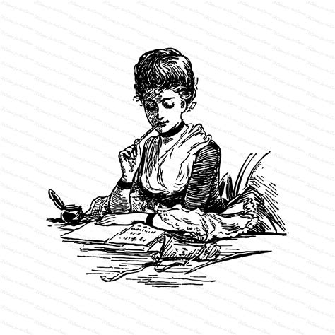 Digital Vintage Seated Victorian Lady Writing Letter Antique Etsy