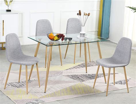 Buy Bacyion Glass Dining Table Set For 4 Modern Kitchen Table And