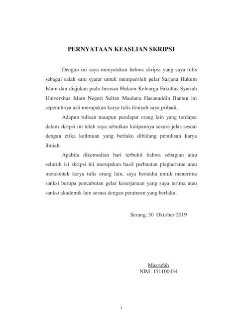 PDF PERNYATAAN KEASLIAN SKRIPSI Uinbanten Ac Idrepository Uinbanten