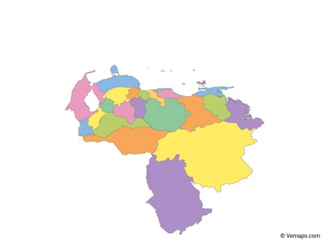 Multicolor Map Of Venezuela With States Free Vector Maps Map Vector