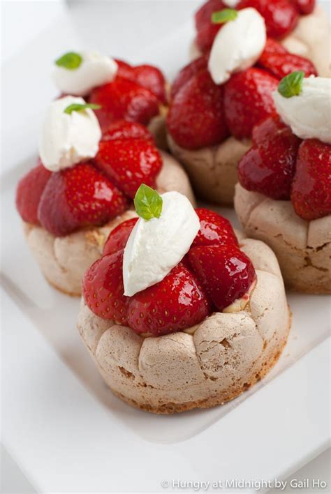 French goat cheese with sliced strawberries and chervil. Strawberry Basil Dacquoise | French desserts