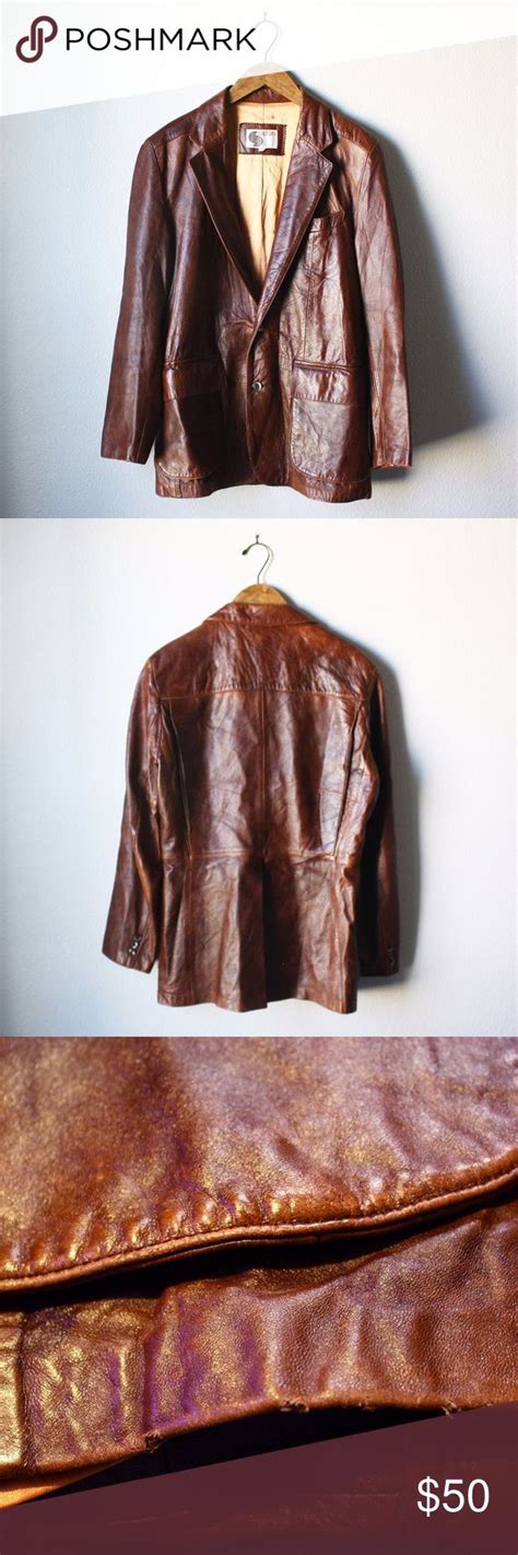 Vintage Brown Leather Blazer Leather Blazer Vintage Jacket