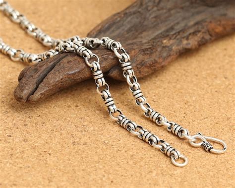 Sterling Silver Mens Necklace Antique Silver Necklace Etsy