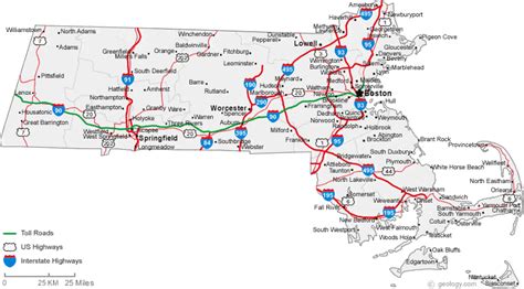 Highway Map Of Massachusetts Tourist Map Of English