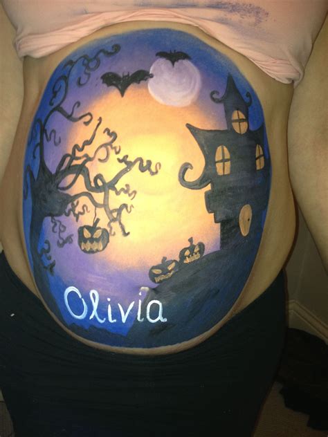 Spooky Halloween Baby Bump Painting By Fays Painting Halloween Bump
