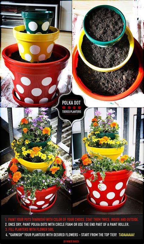 Diy Polka Dot Tiered Planters Tiered Planter Planters Terracotta