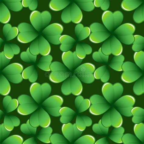 Green Clover Leaves Seamless Pattern Stock Vector Illustration Of