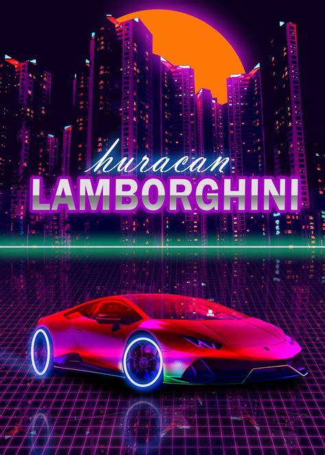 Lamborghini Retro Synth Poster By Aliigal Artwork Displate In 2021
