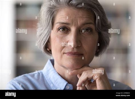 Close Up Head Shot Portrait Of Beautiful Older Woman Stock Photo Alamy