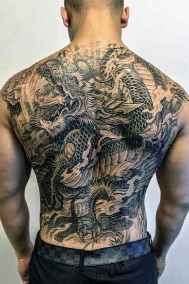 60 Dragon Back Tattoo Designs For Men Breath Of Power
