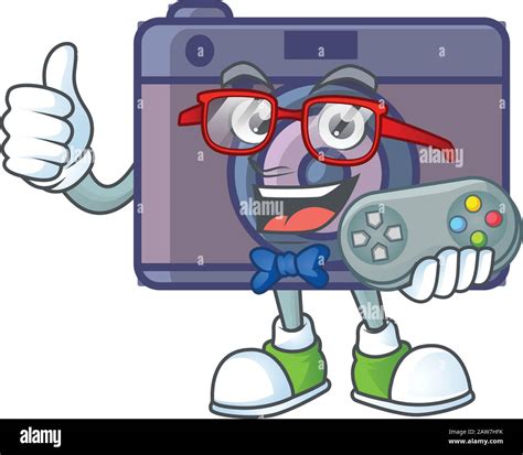 An Attractive Gamer Retro Camera Cartoon Character Design Stock Vector