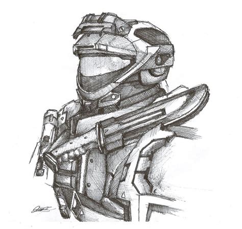 Halo Reach Spartan Pen Sketch By Inktheory Design Halo Reach Halo
