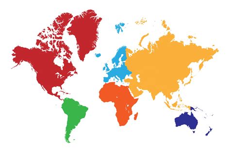 Mapa Múndi De Alta Resolução Com O Continente Em Cores Diferentes