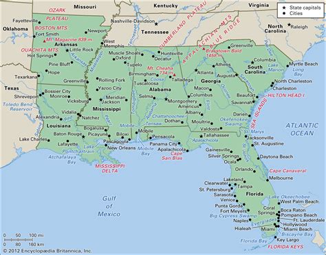 Deep South Map With Labels