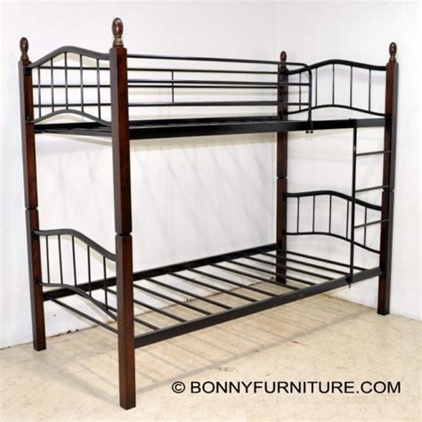 Double Deck Steel Bed With Wooden Post 13888 Bonny Furniture