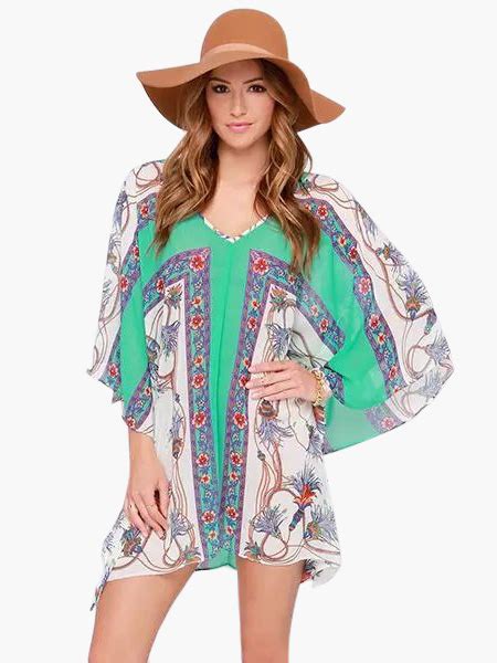 Multi Color Floral Print Oversized Kimono Tunic