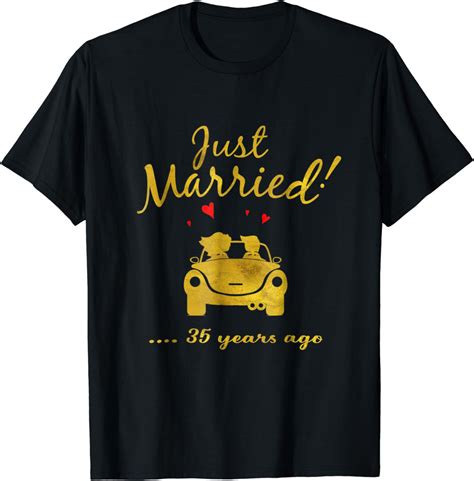 35th Wedding Anniversary T Shirt Just Married 35 Yrs Ago