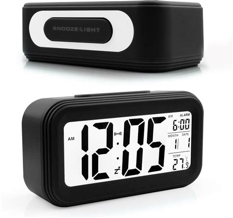 Battery Operated Digital Lcd Alarm Clock Automatic Night Glow With Extra Large Display Snooze