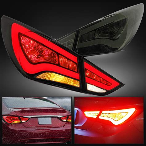 LED Tail Lights For 2011 2014 Hyundai Sonata Brake Smoke Lens Lightbar