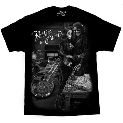 Dga David Gonzales Art Ride Or Die Partners In Crime Bank Robber Money T Shirt Fearless Apparel