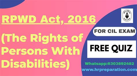 The Rights Of Persons With Disabilities Rpwd Act 2016 Free Quiz For
