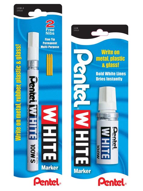 Pentel Permanent Marker White Broad Point 1 Pack 100w